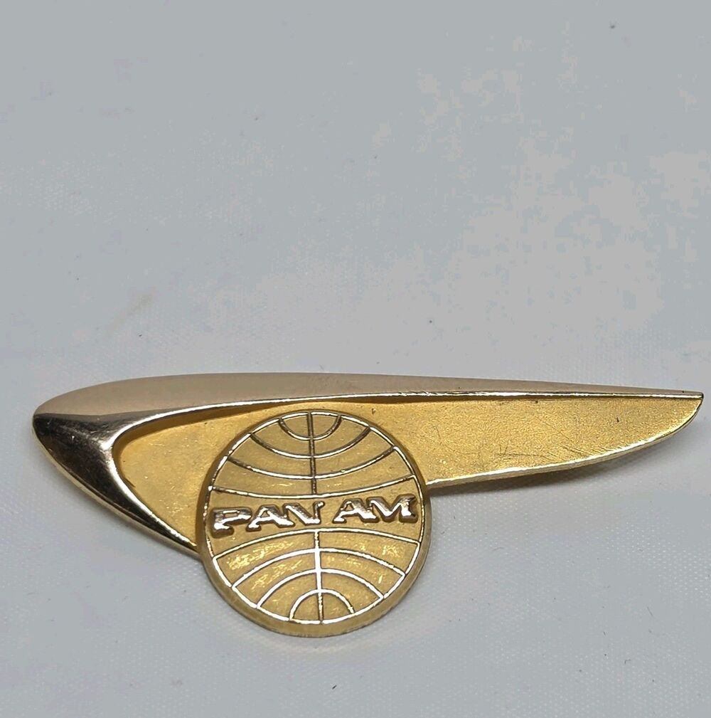 Vintage Pan Am Airlines 10k Gold Filled Stewardess Wing Flight Pin Pan American